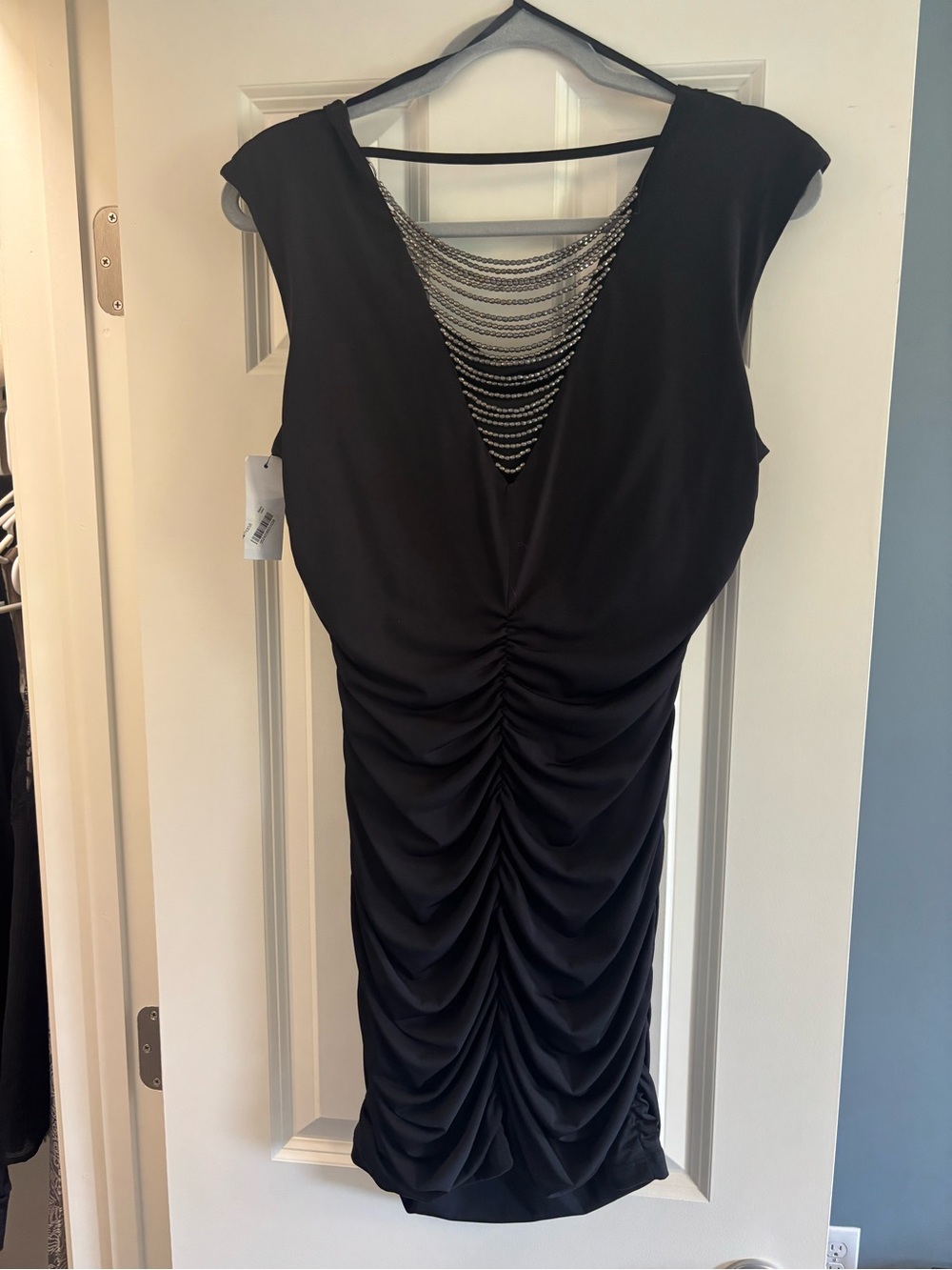 BCX Black Chain-Back Ruched Mini Dress - Picture 4 of 6